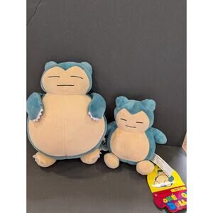 2 Pokemon Snorlax Ensky Pocket Monster Plush 10" And 7 "Stuffed Toy Doll NWT